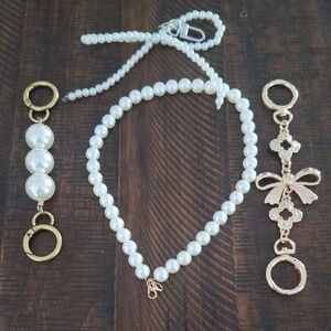 Elegant Pearl Bag Charms and Keychain  4 Piece Set